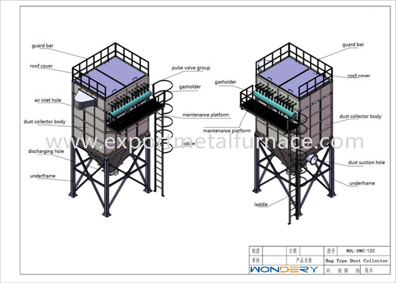 Buy High Performance Metal Melting Furnaces Bag Type Dust Collector 1.5m / Min online manufacture
