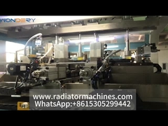 A radiator plastic tank crimping machine being tested